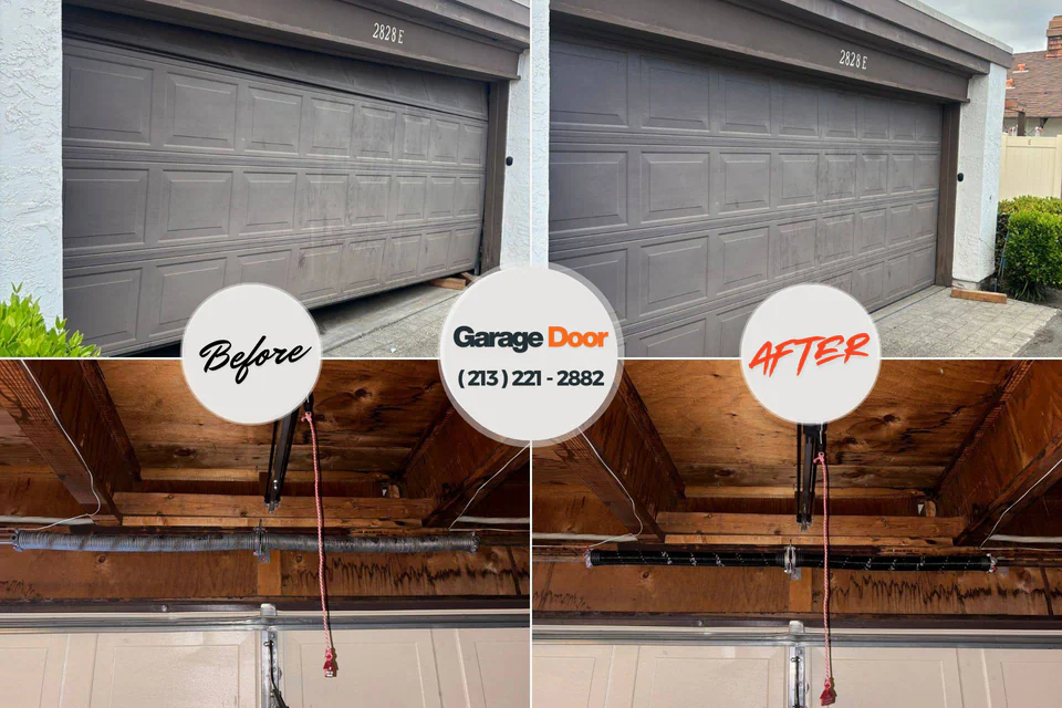 Before and after: garage door repair Center Moriches, NY